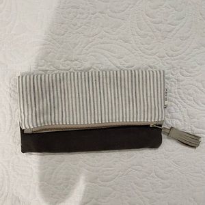Striped foldover clutch